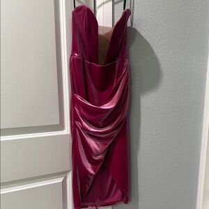 Revolve Pink Velvet Strapless Dress
